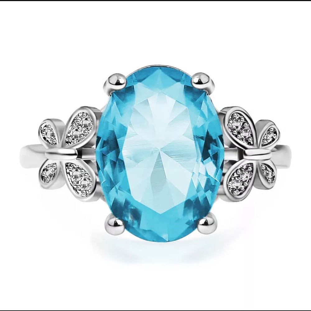 925 Silver with 14MM Aquamarine Gemstones